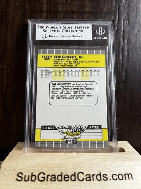 1989 Ken Griffey Jr. 1989 Fleer #548 Ken Griffey Jr. - back
