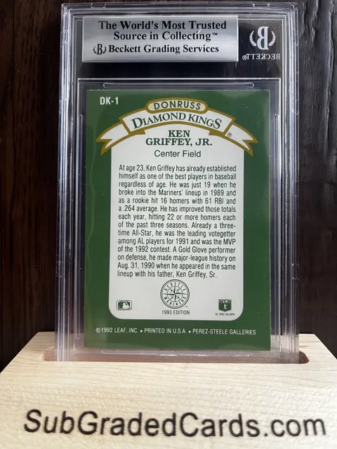 1993 Ken Griffey Jr. 1993 Donruss Diamond Kings #DK1 Ken Griffey Jr. - back