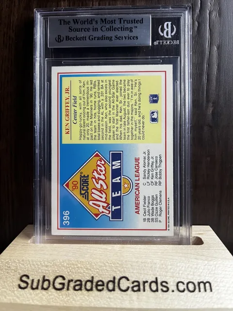 1991 Ken Griffey Jr. 1991 Score #396 Ken Griffey Jr. AS - back