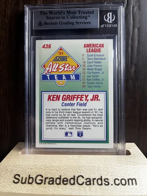 1992 Ken Griffey Jr. 1992 Score #436 Ken Griffey Jr. AS - back