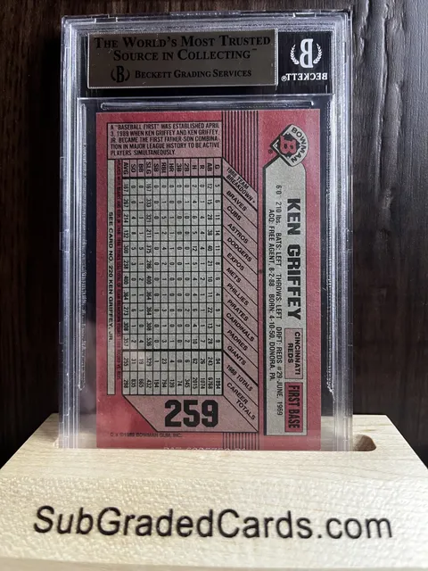 1989 Ken Griffey Jr. 1989 Bowman #259 Ken Griggey Sr / Jr - back