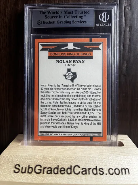 1990 Nolan Ryan 1990 Donruss #665A Nolan Ryan KING/659 5000 K/back ERR - back