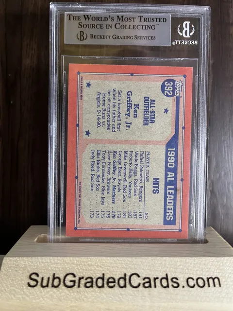 1991 Topps #392 Ken Griffey Jr. graded card — back