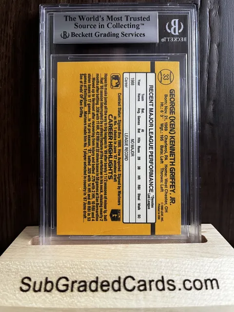 1989 Donruss #33 Ken Griffey Jr. graded card â€” front